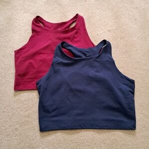 Gap Fit Set Of 2 Tank Bras Blue Burgandy Sports Bra Size XL Activewear Top NWOT
